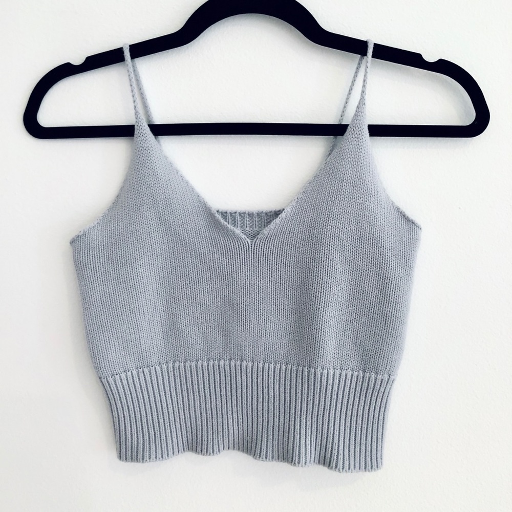 Brandy Melville Luna Knit Tank Cropped Light Blue
